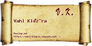 Vahl Klára névjegykártya